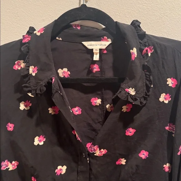 Rebecca Taylor Floriana Stretch Floral Blouse 10 - Picture 7 of 9